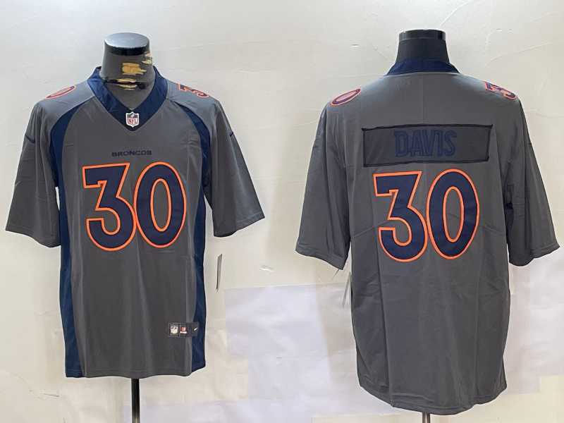 Men%27s Denver Broncos #30 Terrell Davis Grey 2019 Inverted Legend Stitched Nike Limited Jersey Dzhi